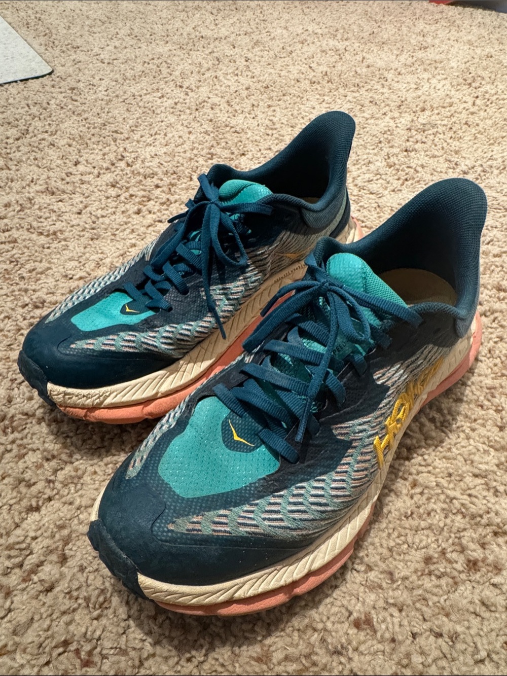 Hoka Women's Teal, Navy & Coral Running Shoes